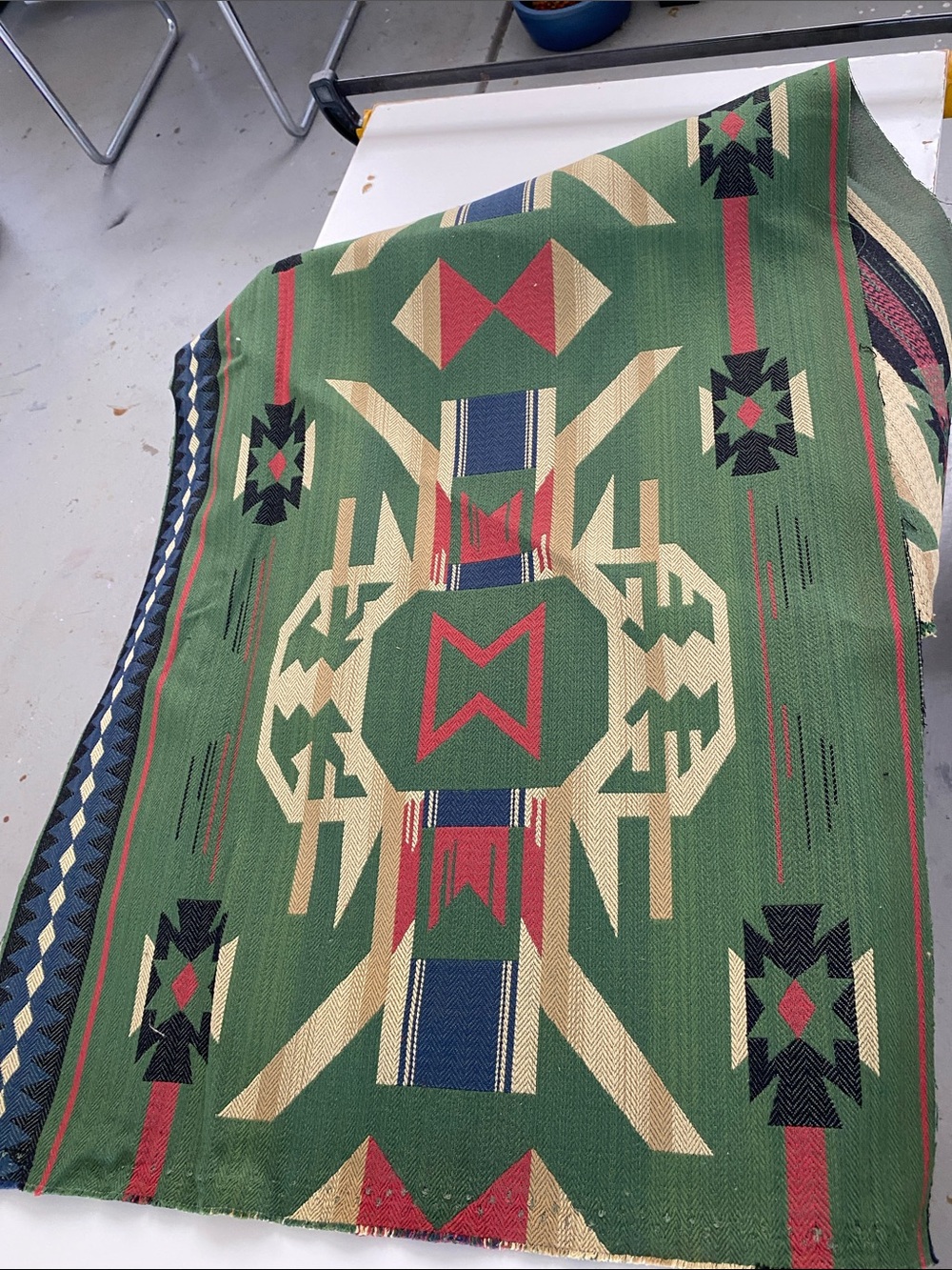 Southwestern Geometric Green Aztec Material